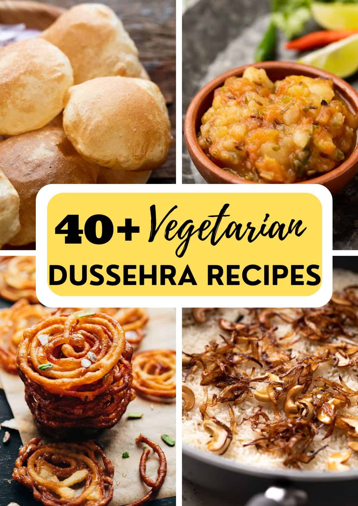 A collage of four dussehra recipes with text overlay