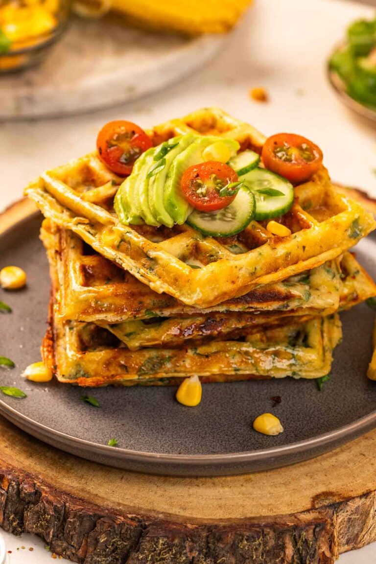 Spinach Corn Waffles - My Food Story