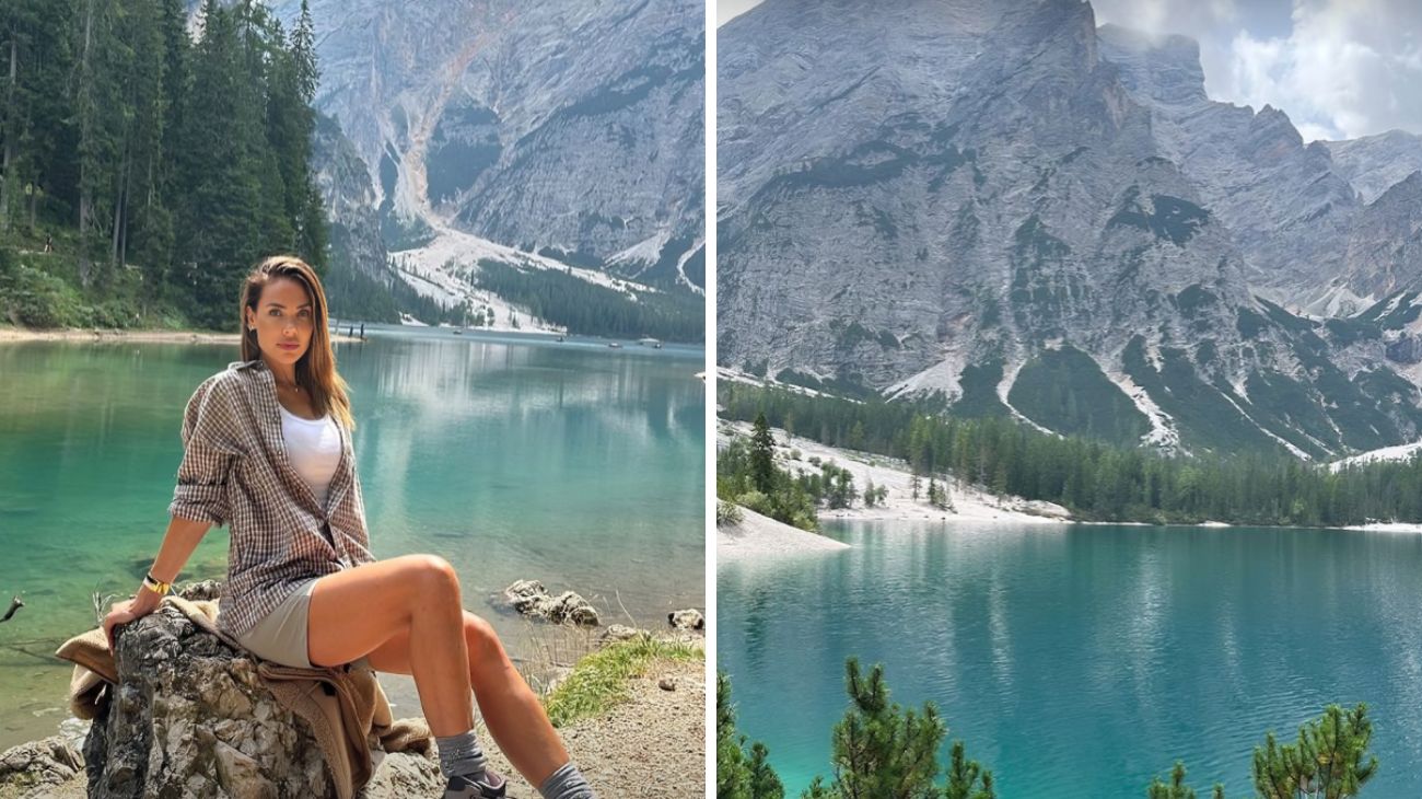 Ilary Blasi and Bastian on the most beautiful lake in the Dolomites: the view is a dream