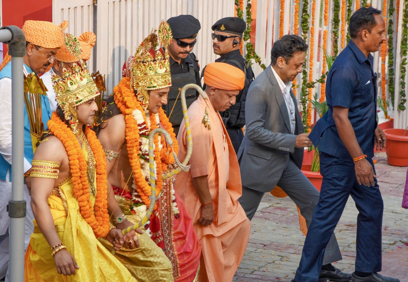 CM Yogi coronated Lord Shri Ram, Mother Sita and Laxman.